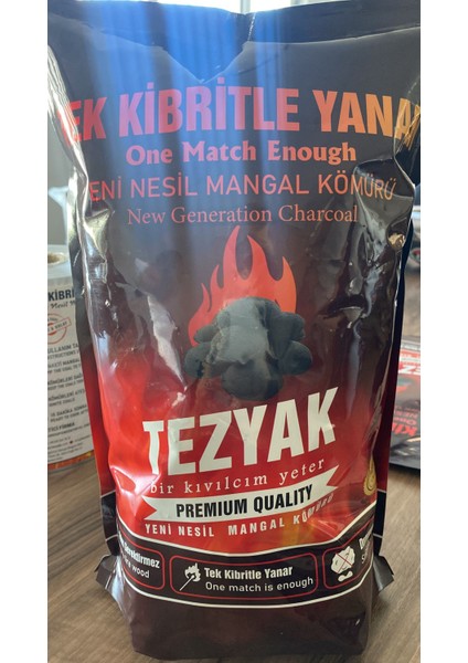 Tek Kibritle Yanan Yeni Nesil Mangal Kömürü 2 kg x 2 Paket