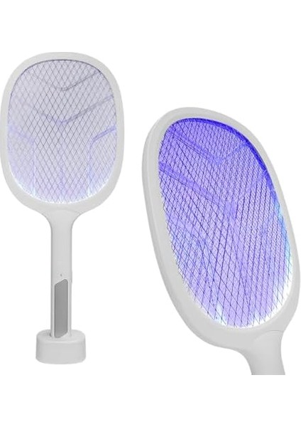 Güncelçarşı Type-C Şarjlı Uv Işıklı Sinek Raketi 1200MAH 3000V Çıkış Dik Durabilen Uv Mor Işıklı Elektrikli Raket Sinek Öldürücü, Asonic AS-A25