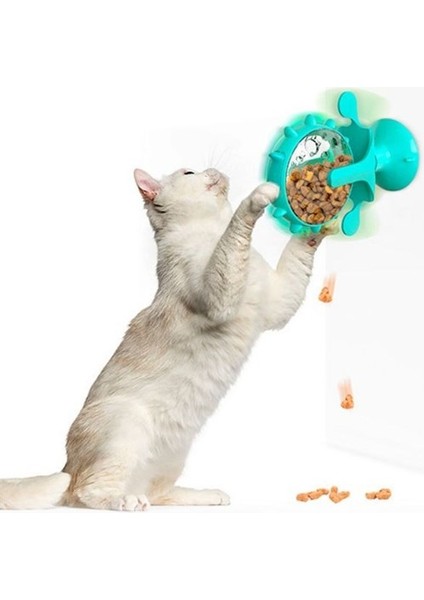 Vantuzlu Zilli Interaktif Dönebilen Mama Kaplı Renkli Eğlenceli Eğitici Kedi Oyuncağı (4940) fırsatları