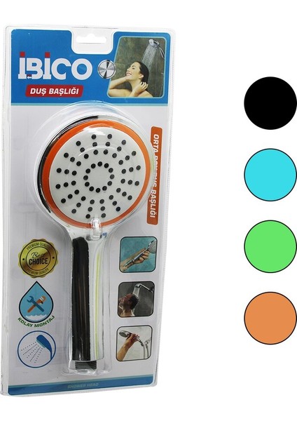 Orta Boy Yuvarlak- Bombeli=10.7cm Duş Başlık Kademeli Krom Gövde- Renkli Kenar Vakumlu SAP:13C