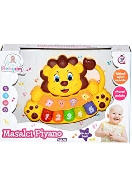 Eğitici Sesli Işıklı Masalcı Aslan Piyano Oyuncak 14 cm 1-2 Yaş Çocuklar İçin