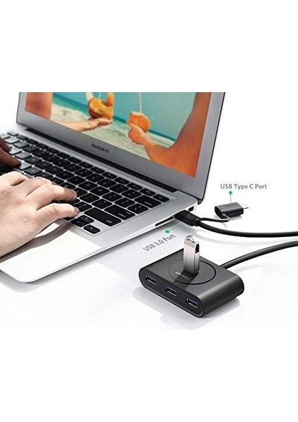 USB A/usb C To 4 Port USB 3.0 Hub Çoklayıcı Siyah 1 Metre fiyatları