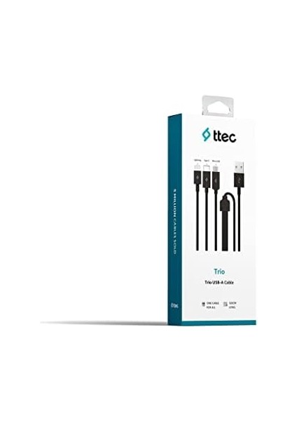 Trio Type-C-Lightning-Micro USB 120CM Şarj Kablosu, Siyah fiyatları