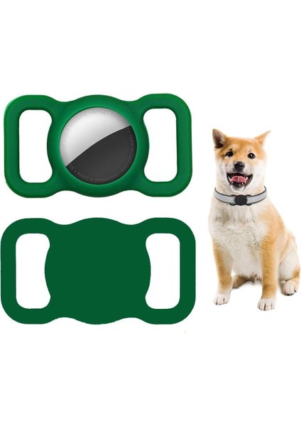 Silikon Kılıf Evcil Hayvan Tasmasına Takılabilir Arkası Kapalı Düşmez Kopmaz Yıkanabilir (Yeşil)