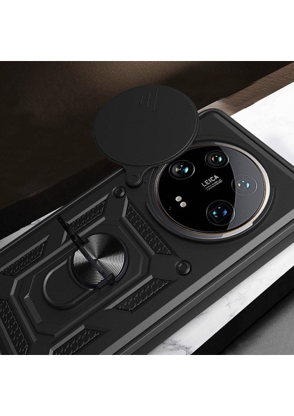 Xiaomi Mi 14 Ultra Kılıf Magnetik Standlı Kamera Korumalı Sürgülü Kapak