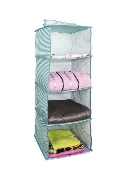 Dolap Içi Düzenleyici Katlanabilir Çok Amaçlı 4 Bölmeli Çizgili Bez Organizer (Siyah) modelleri