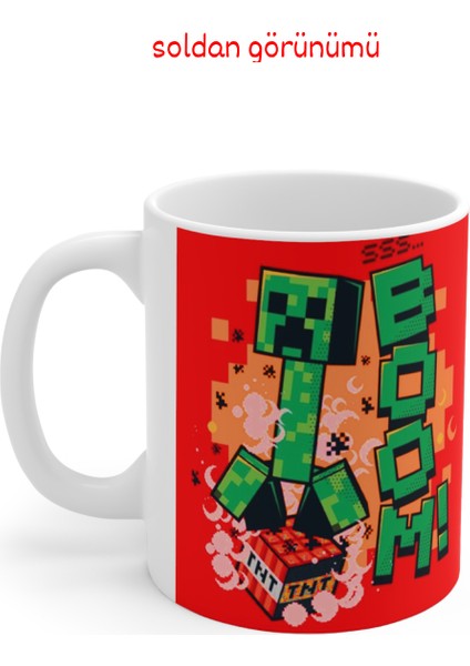 Mine-Craft "boom" Baskılı Canlı Renkli, Porselen, Kupa Bardak modelleri