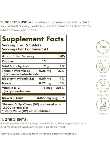 Solgar Brewers Yeast With Vitamin B12 250 Tablet fiyatları
