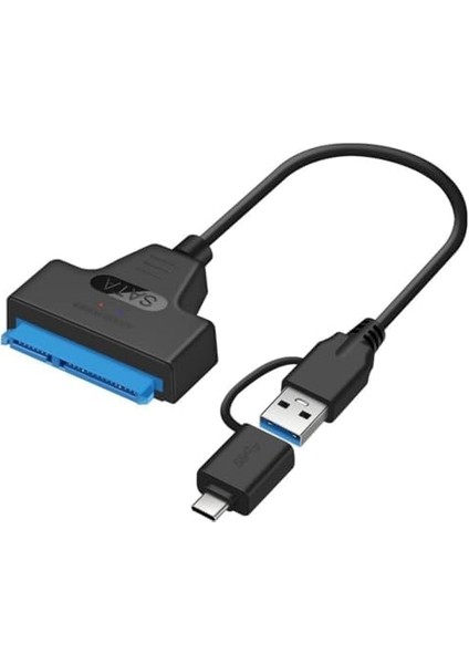 0442 2in1 USB 3.0 Type-C To 2.5 Inç Sata HDD SSD Çevirici Dönüştürücü Sata–usb 3.0 / Type-C Kablo (2.5 Inç Hdd/ssd Uyumlu) Toplam Uzunluk: 30 cm Yüksek Hızlı Veri Aktarımı (5 Gbps) modelleri