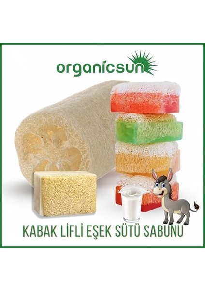 Organicsun Doğal Kabak Lifli Eşek Sütü Sabunu 120 gr Tüm Cilt Tipleri Için Kırışıklık ve Yaşlanma Karşıtı B ve E Vitaminli fiyatları