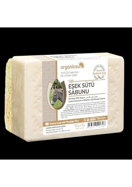 Organicsun Doğal Kabak Lifli Eşek Sütü Sabunu 120 gr Tüm Cilt Tipleri Için Kırışıklık ve Yaşlanma Karşıtı B ve E Vitaminli modelleri