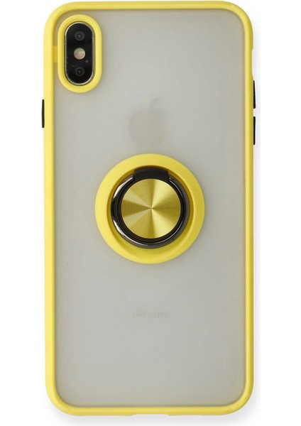 Iphone x Kılıf Montreal Yüzüklü Silikon Kapak - Sarı