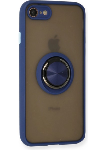Iphone 7 Kılıf Montreal Yüzüklü Silikon Kapak - Lacivert