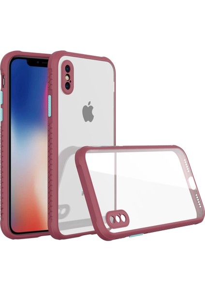 Iphone Xs Kılıf Miami Şeffaf Silikon - Fuşya