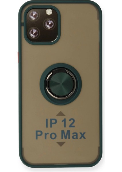 Iphone 12 Kılıf Montreal Yüzüklü Silikon Kapak - Yeşil