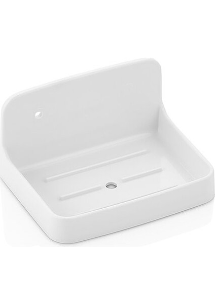 Zen Katı Sabunluk Beyaz Sert Plastik Yapışkanlı - Duvara Monte (4940)