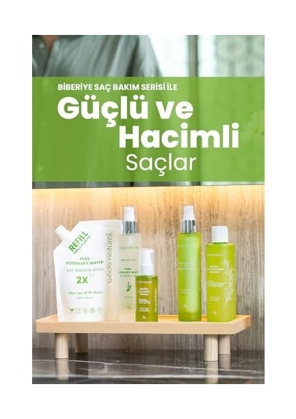 Bade Natural Biberiye Suyu Dökülme Karşıtı ve Saç Uzamasını Destekleyici Saç TONIĞI%100 Doğal ve Saf 30 ml