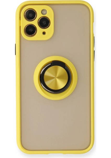 Iphone 11 Kılıf Montreal Yüzüklü Silikon Kapak - Sarı