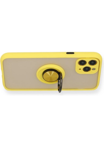 Iphone 11 Kılıf Montreal Yüzüklü Silikon Kapak - Sarı modelleri