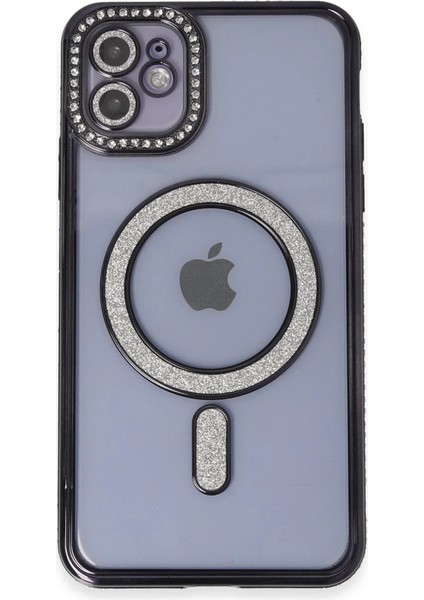 Iphone 11 Kılıf Joke Simli Magneticsafe Kılıf - Siyah