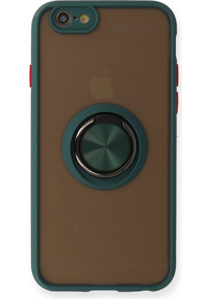Iphone 6 Kılıf Montreal Yüzüklü Silikon Kapak - Yeşil