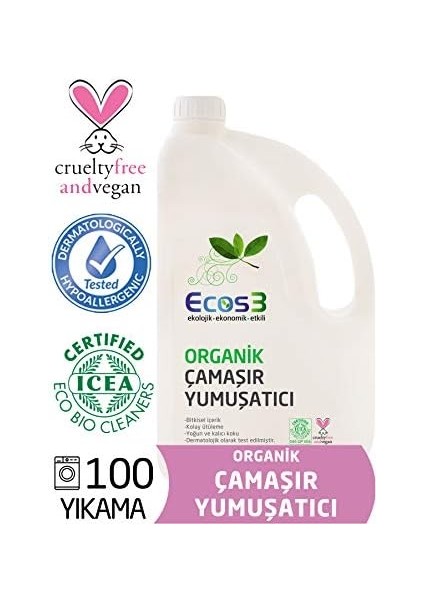 Ecos3 Organik Çamaşir Yumuşatici (2500 ml - 100 Yıkama) 1 Paket(1 x 2500 Ml) modelleri