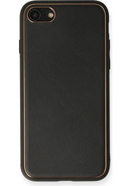 Iphone 7 Kılıf Coco Deri Silikon Kapak - Siyah