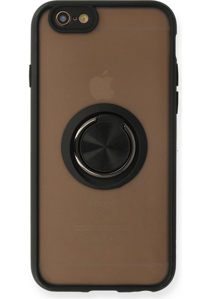 Iphone 6 Kılıf Montreal Yüzüklü Silikon Kapak - Siyah