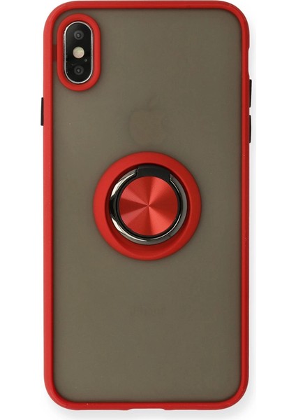 Iphone x Kılıf Montreal Yüzüklü Silikon Kapak - Kırmızı