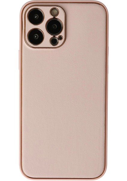 Iphone 13 Kılıf Coco Deri Silikon Kapak - Pudra