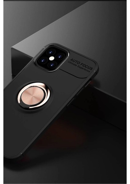 Iphone 12 Mini Kılıf Range Yüzüklü Silikon - Siyah-Gold fiyatları