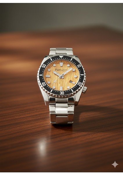 Erkek Kol Saati Gümüş ve Siyah Renk, Turuncu Kadran - Şık Metal Kordon, 2 Yıl Garantili fiyatları