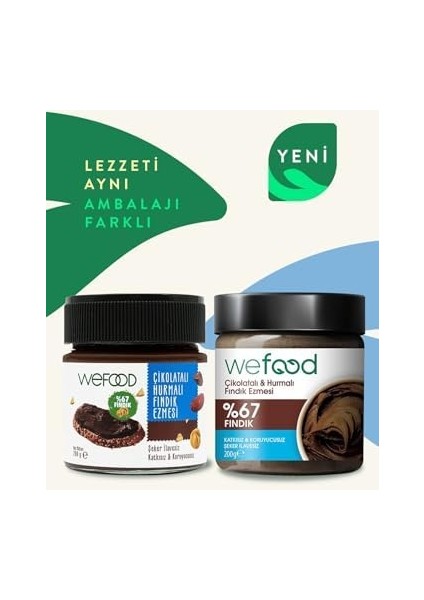 Wefood Fındık Ezmesi Çikolatalı Hurmalı - 200 gr