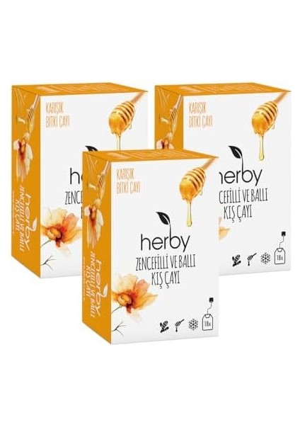 Herby Zencefilli Ballı Kış Çayı, 3'lü Paket