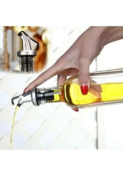 Kapaklı Şişe Ucu Servis Aparatı 3 Lü Set Gri Plastik Siyah Silikon Mutfak İçin