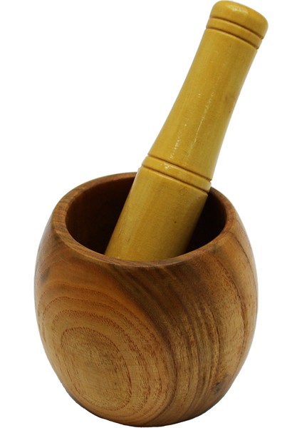 Ahşap Bambu Havan Sarımsak Dövecek Çap: 8cm--Derinlik:5.5cm--Yükseklik:9.5cm (4940)