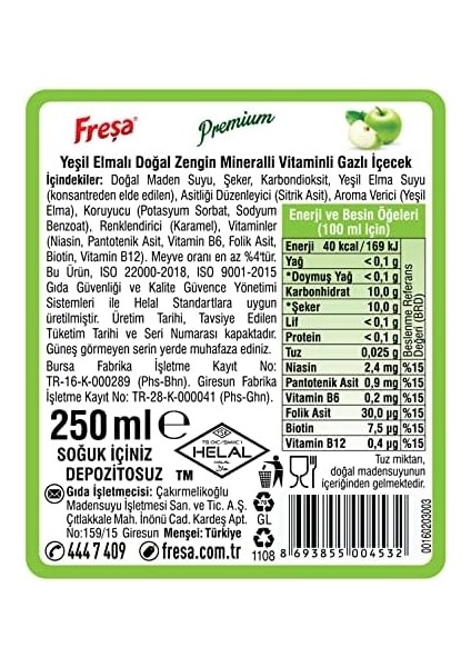 Freşa Premium Yeşil Elma (24 x 250ML) fiyatları