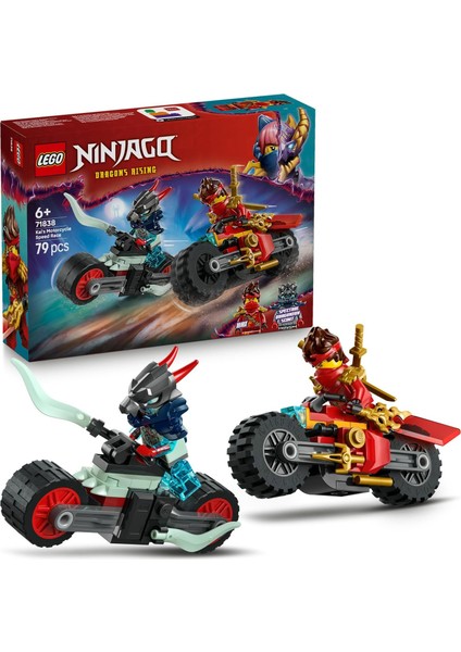 Kai’nin Motosiklet Hız Yarışı 71838-6 Yaş Üzeri Kız ve Erkek Çocuklar Için Kai'nin Yarış Motosikleti ile Ifrit Motosikleti ve 2 Minifigür Içeren Yaratıcı Oyuncak Yapım Seti (79 Parça)