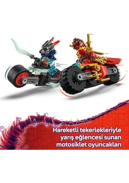 Kai’nin Motosiklet Hız Yarışı 71838-6 Yaş Üzeri Kız ve Erkek Çocuklar Için Kai'nin Yarış Motosikleti ile Ifrit Motosikleti ve 2 Minifigür Içeren Yaratıcı Oyuncak Yapım Seti (79 Parça) modelleri