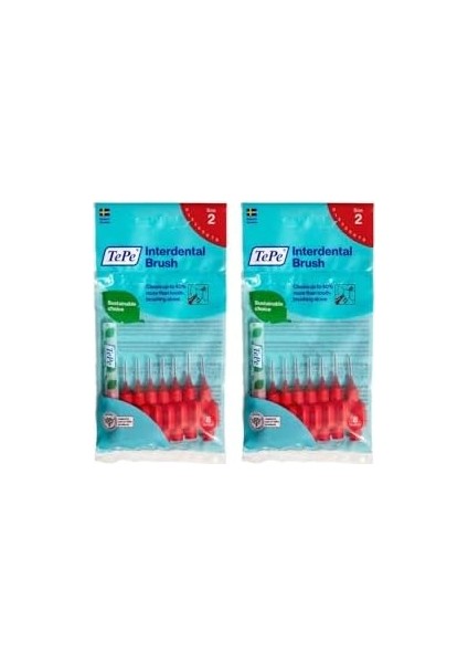 Tepe Interdental Brush Arayüz Fırçası Kırmızı 0.5 mm 8 Li x 2 Adet