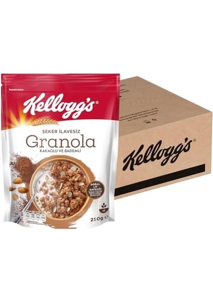 Kellogg's Şeker Ilavesiz Granola Kakao ve Bademli 250 x 10 Adet
