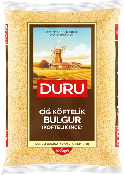 Duru Köftelik Bulgur (Çiğ Köftelik) 2000G – Doğal Taş Değirmende Üretilmiş, Yüksek Lif ve Protein Kaynağı, Düşük Yağ ve Şeker fiyatları