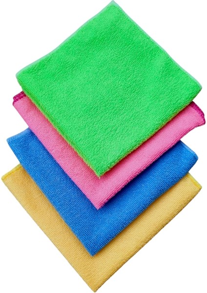 Temizlik Bezi 4'lü Paket - 40X40 Cm, Yüksek Emici, Tüy ve Hav Bırakmaz, Çabuk Kuruyan, Çok Amaçlı Kullanım Için, Mutfak,, Araç ve Genel Temizlik Için Uygun, Yıkanabilir