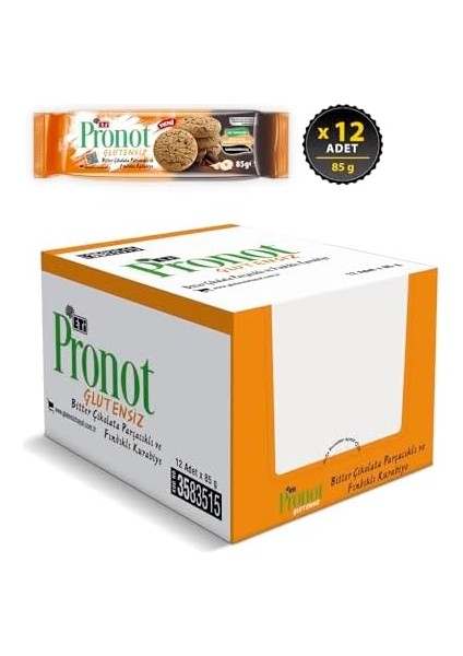 Eti Pronot Fındıklı Bitter Çikolatalı Kurabiye 85 G x 12 Adet modelleri