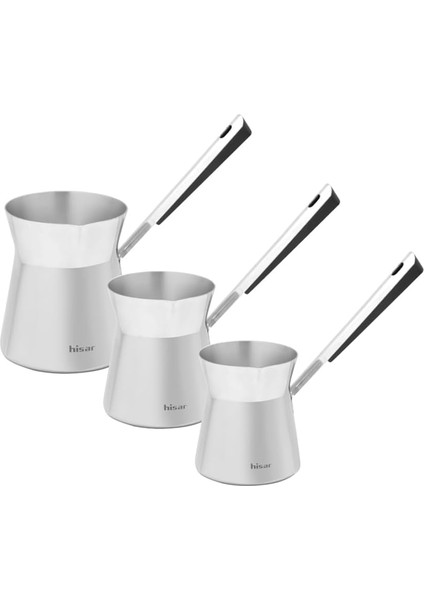 Galata Çelik Cezve Takımı Siyah 3 Parça