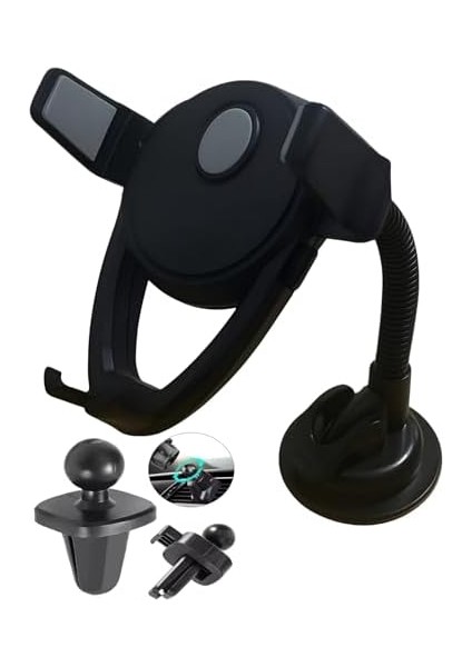 Mta -Tech Evrensel Araç Telefon Tutucu – Vakumlu Cam & Torpido Montaj, Havalandırma Izgarası Aparatı ile 360° Döner, Güçlü Sabitleme, Tüm Akıllı Telefonlar ile Uyumlu modelleri