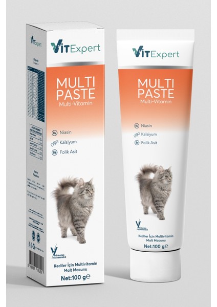 Multi Paste Tüm Kediler Için Multi Vitamin Tüy Sağlığı Destekleyici Malt Macun 100 gr