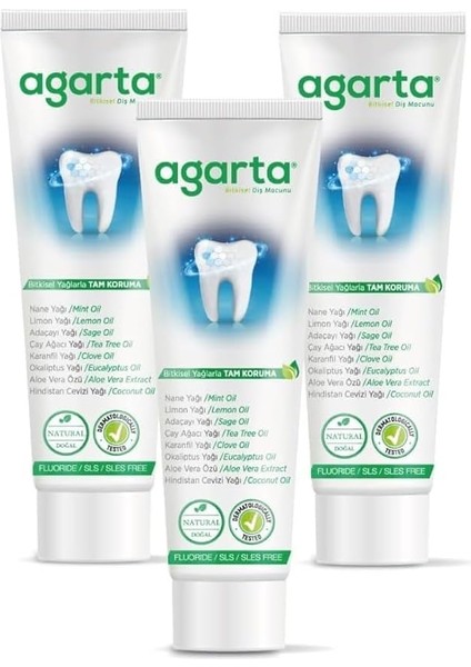 Doğal Bitki Özlü Florürsüz Diş Macunu 100 ML/130 gr (3 Adet)