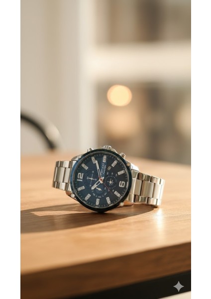 Erkek Kol Saati Gümüş ve Mavi Renk, Mavi Kadran - Şık Metal Kordon, 2 Yıl Garantili fiyatları