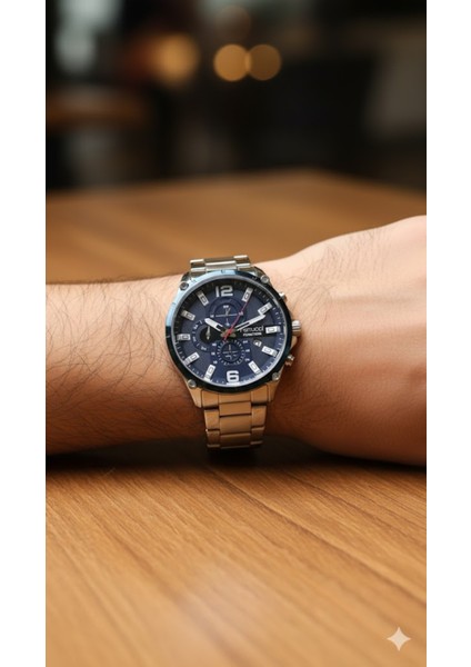 Erkek Kol Saati Gümüş ve Mavi Renk, Mavi Kadran - Şık Metal Kordon, 2 Yıl Garantili modelleri